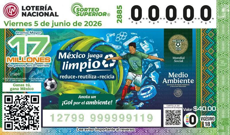 Semarnat y Lotería Nacional presentan billete que difunde el Día Mundial del Medio Ambiente con el mensaje “México juega limpio”
