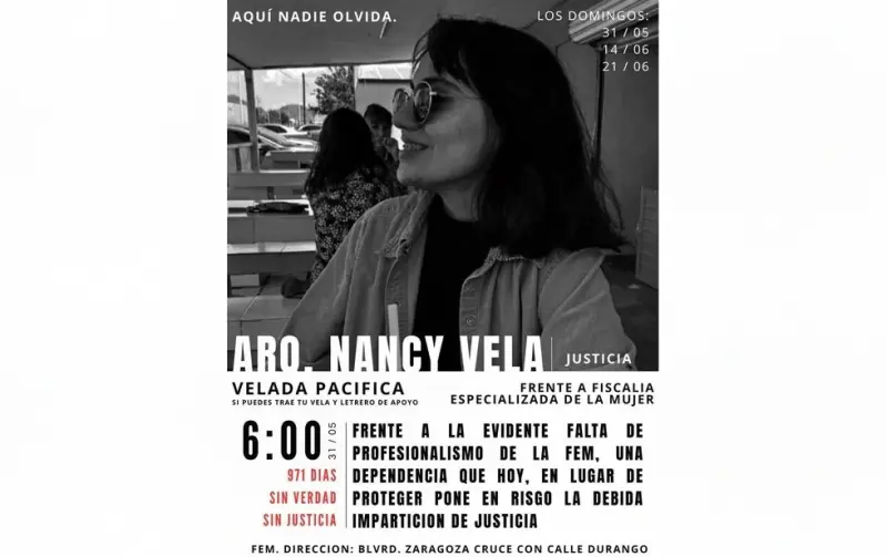 Convocan a velada por Nancy frente a la FEM