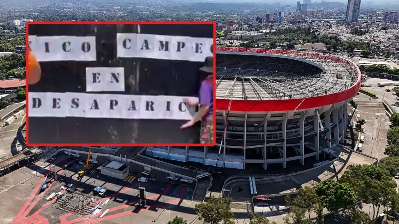 “México: Campeón en Desaparición”, Familias buscadoras pegan fichas de desaparecidos en los alrededores del Estadio Azteca y exigen que no las retiren