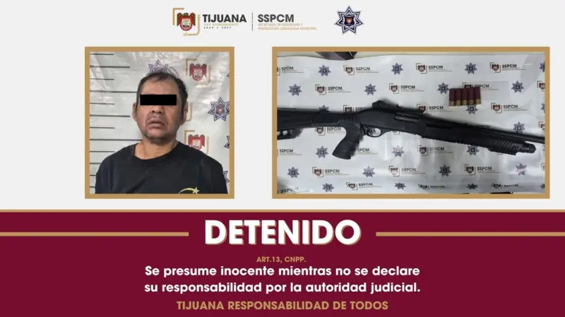 Detienen a hombre por portación de escopeta en colonia Libertad de Tijuana