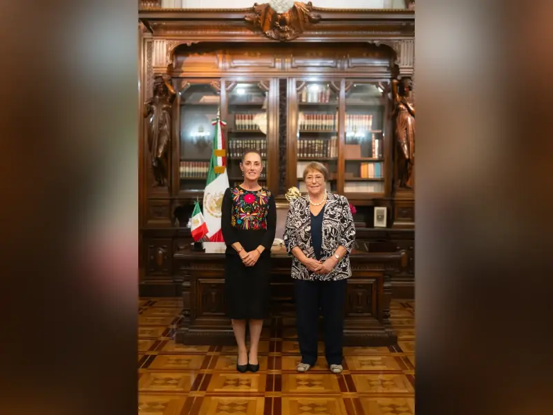 Sheinbaum se reúne con Michelle Bachelet en Palacio Nacional; le refrenda su apoyo para presidir la ONU