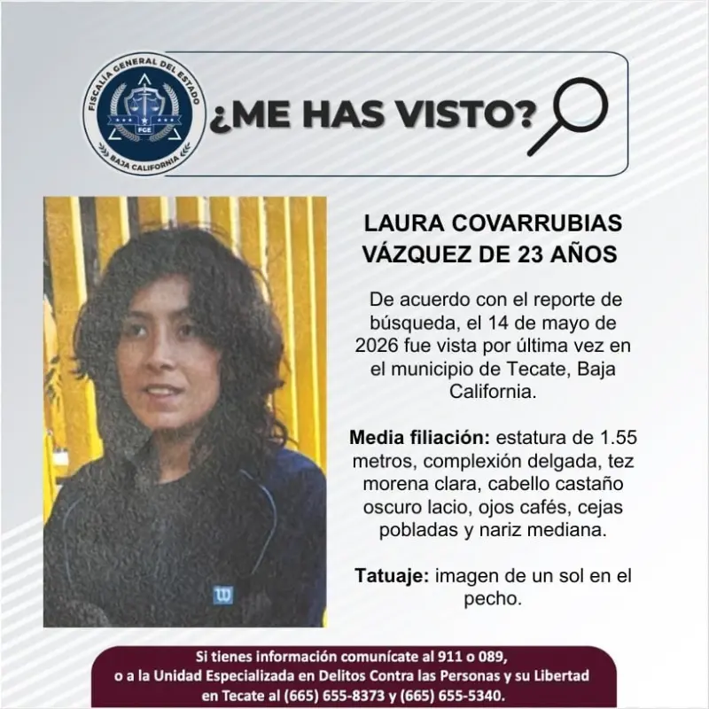 Se busca Laura Covarrubias Vázquez de 23 años de edad