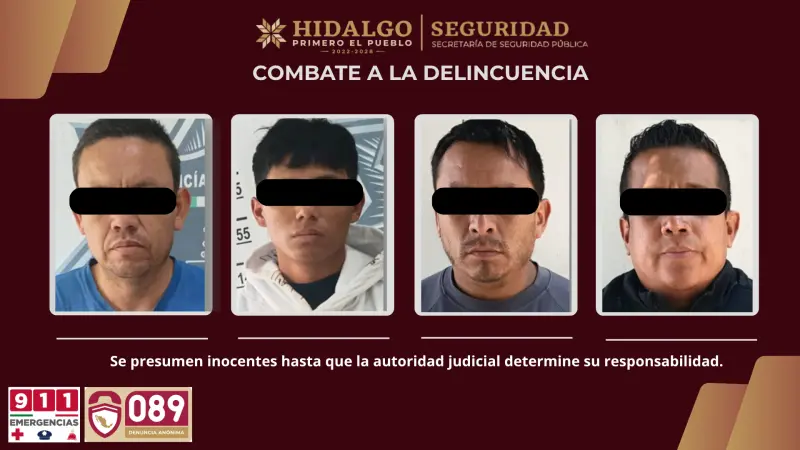 Detiene SSPH a 4 hombres por presunto robo en Atitalaquia