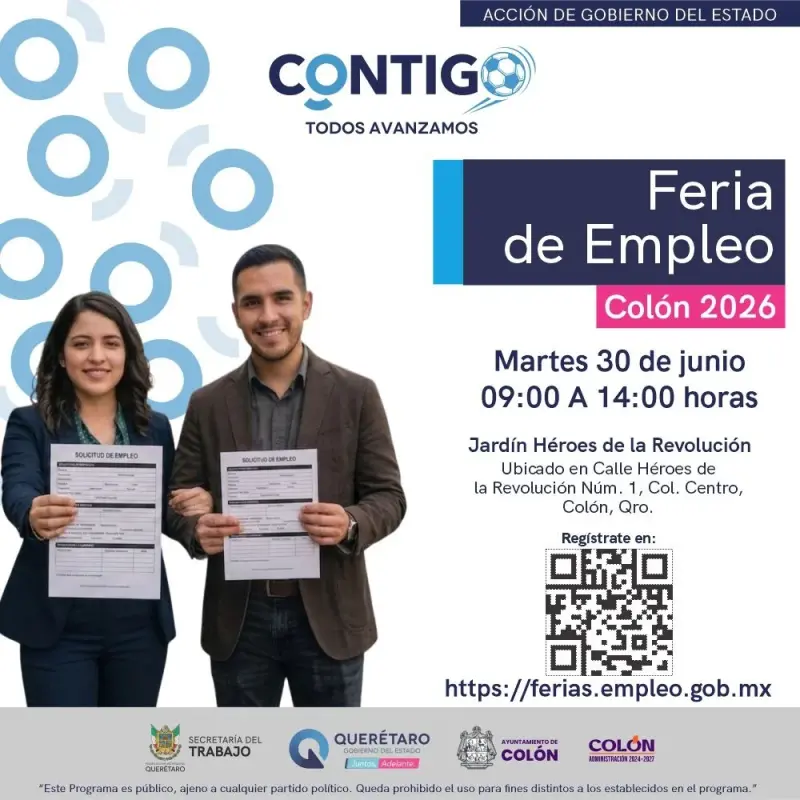Invita Secretaría del Trabajo a la Feria de Empleo Colón 2026