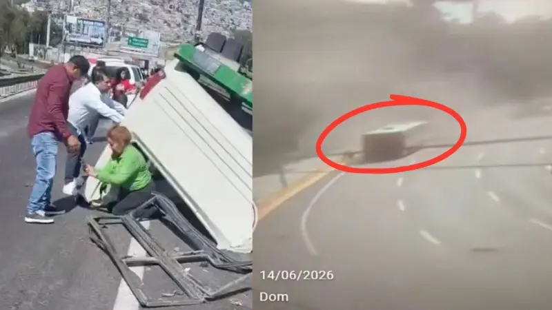 VIDEO: Así fue el momento exacto en que un microbús volcó en la México-Pachuca y dejó varios lesionados
