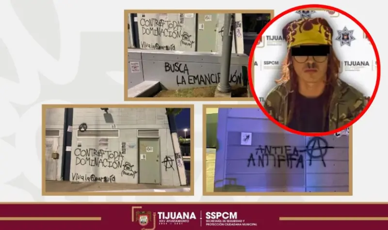 Joven es detenido tras ser sorprendido vandalizando caseta de seguridad en Tijuana