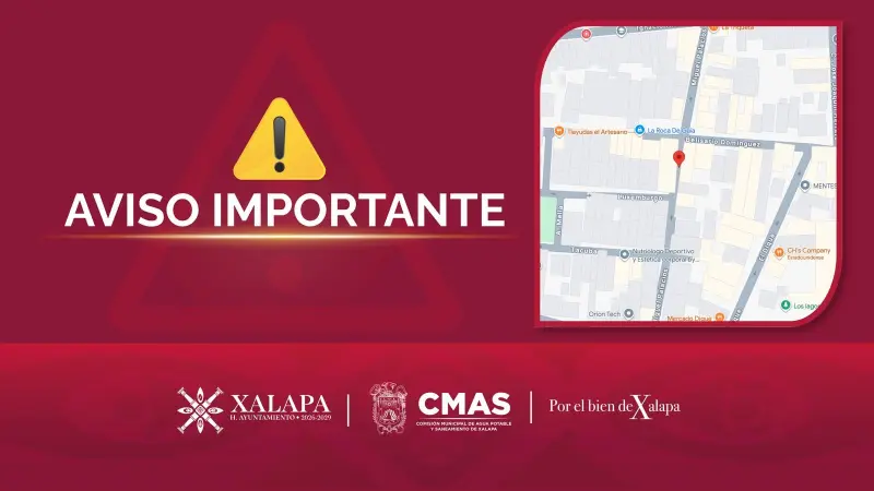 Emite CMAS aviso por cierre de vialidad