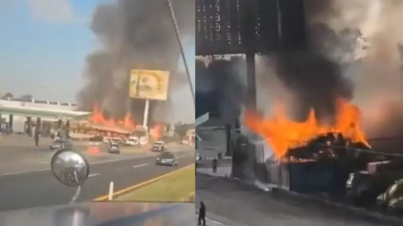 VIDEO: Pipa de gas vuelca y termina envuelta en llamas en Edomex; hay dos muertos