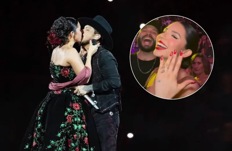 El nuevo anillo de diamante rosa de Ángela Aguilar roba la atención en el show de Christian Nodal