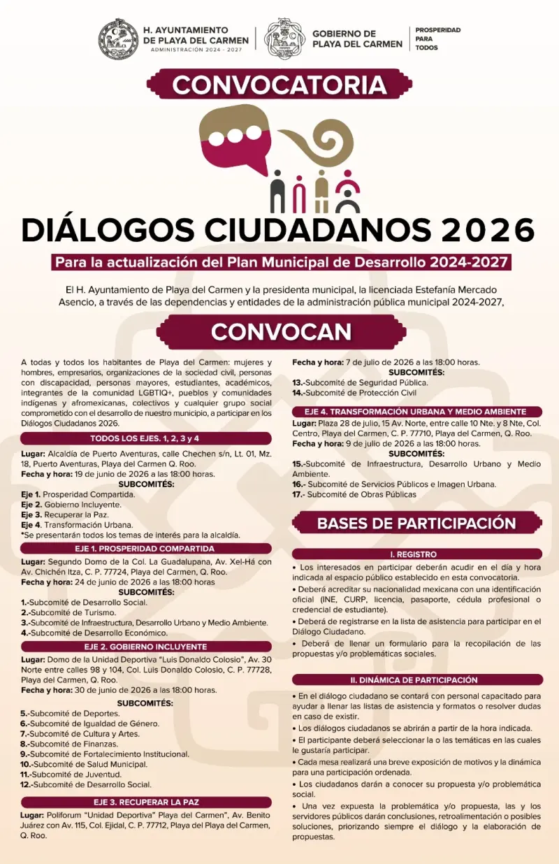 Abren Diálogos Ciudadanos para actualizar plan de desarrollo en Playa del Carmen
