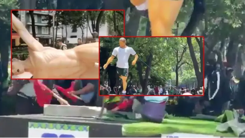 CNTE derriba y vandaliza figuras del Mundial 2026 en Paseo de la Reforma a nueve días del partido inaugural en CDMX