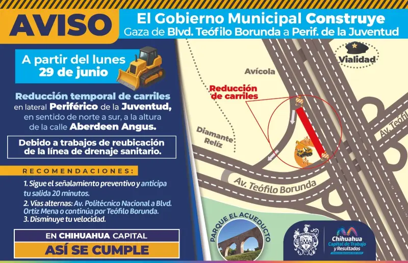 Alerta vial: reducirán carriles en el periférico Juventud