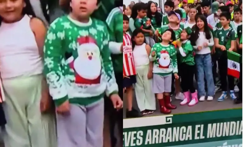 Niño se hace viral por usar suéter de Navidad en el arranque de la Copa Mundial 2026 y su madre aclara que no fue por falta de playera de la selección mexicana
