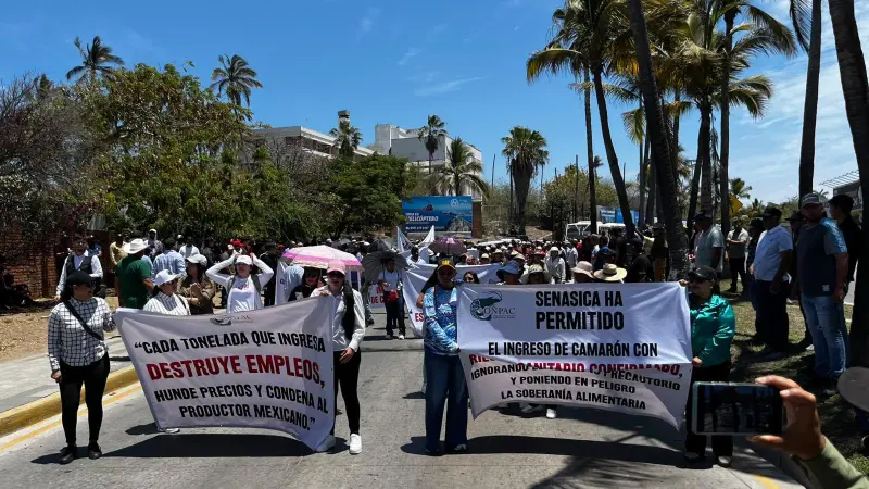 Sector pesquero marcha en Mazatlán para exigir cierre al camarón ilegal
