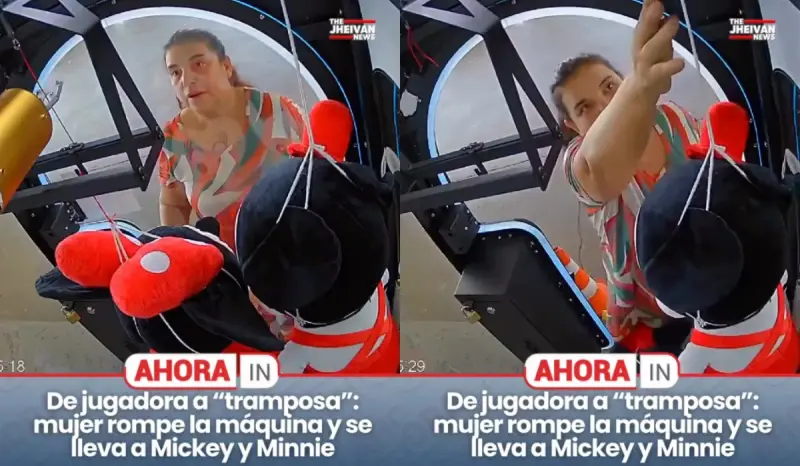 “Todo fue captado por las cámaras”: Mujer rompe una máquina de peluches para llevarse los juguetes que quería.