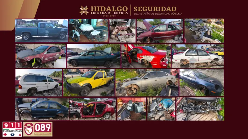 Aseguran vehículos robados y droga en Tulancingo