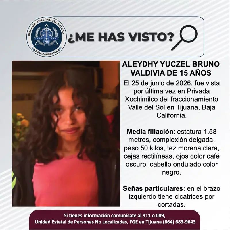 Se busca Aleydhy Yuczel Bruno Valdivia de 15 años