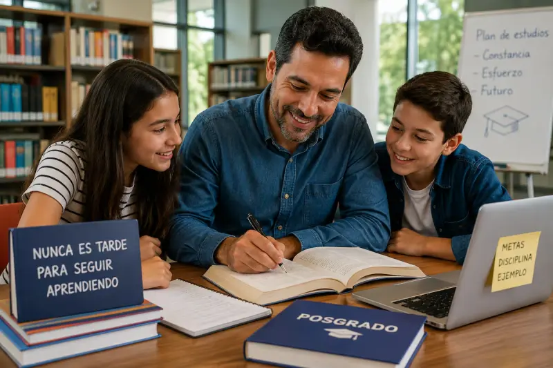 Padres vuelven a estudiar y lanzan una lección contundente a sus hijos: rendirse no es opción