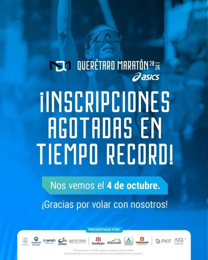 ¡Volaron las inscripciones! Querétaro Maratón 2026 agota todos sus lugares en tiempo récord