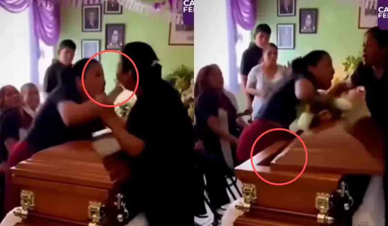 “Las dos habían sido parejas del fallecido”: mujeres son captadas peleando en un velorio con el féretro en medio