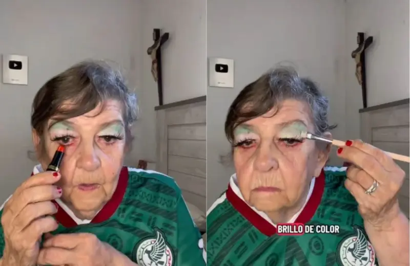 Abuelita conquista las redes con un tutorial de maquillaje inspirado en la Copa Mundial 2026 (VIDEO)