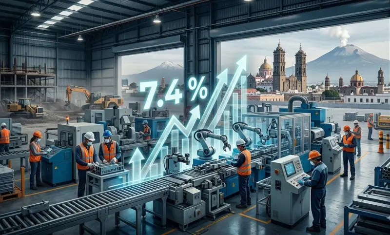 Actividad industrial en Puebla crece 7.4% anual en febrero