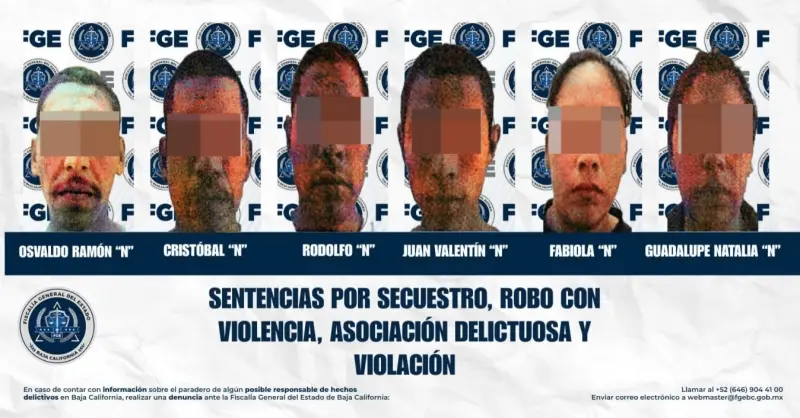 Sentencian hasta con 42 años de prisión a integrantes de banda criminal en Tijuana