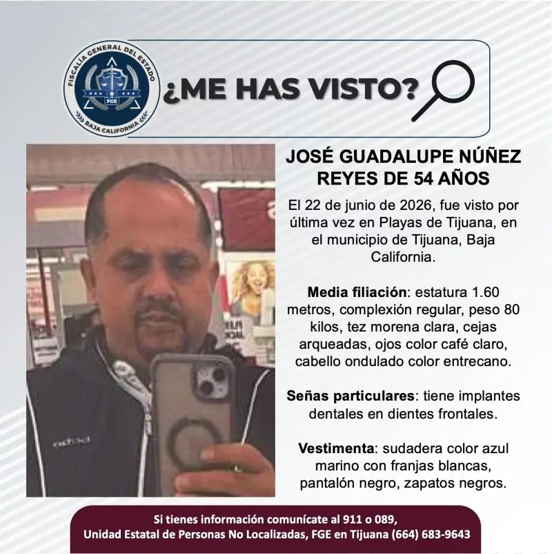 Se busca José Guadalupe Núñez Reyes de 54 años
