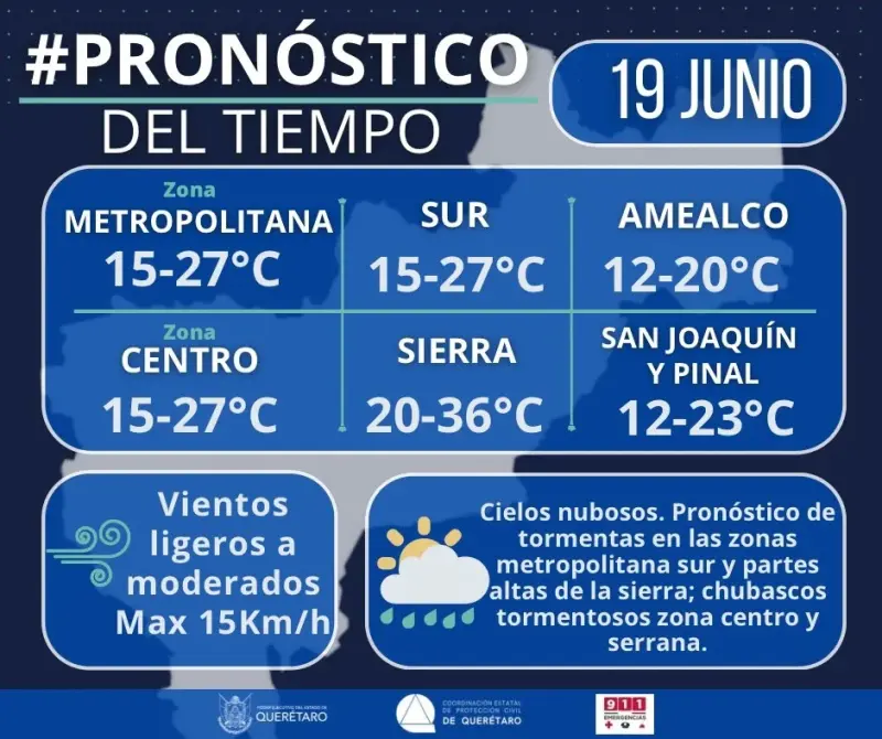 Prevén tormentas y chubascos en Querétaro para este viernes