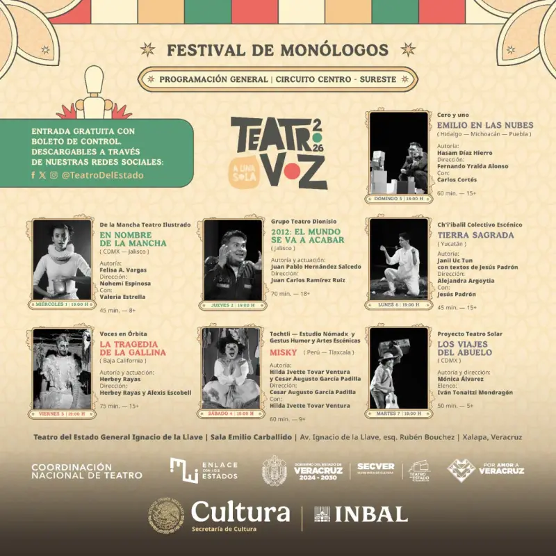 Se suma Veracruz al XXI Festival de Monólogos 2026