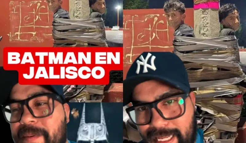¿Son reales? Las imágenes de personas sujetas con cinta a postes y marcadas con la palabra “Batman” causan revuelo en Jalisco