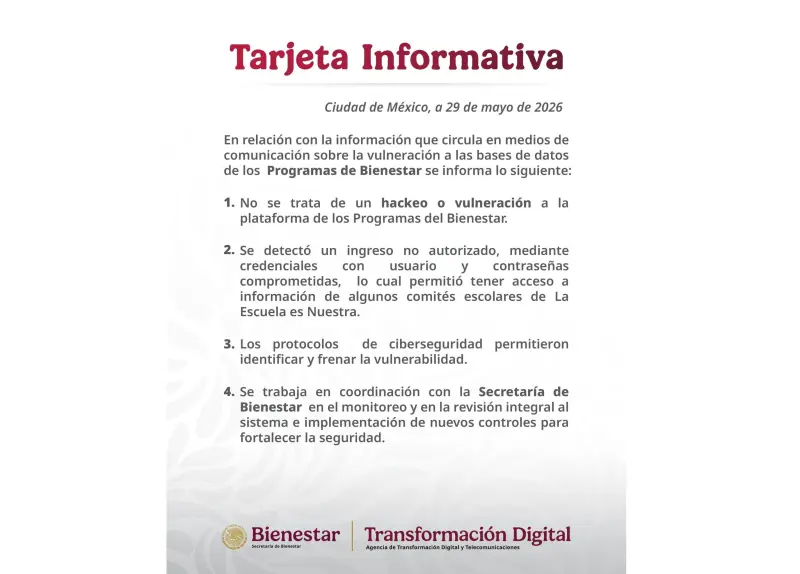 Gobierno niega hackeo pero detecta ‘acceso no autorizado’ a datos del programa La Escuela es Nuestra