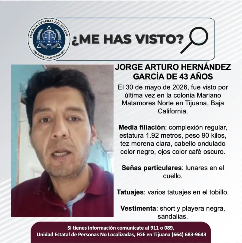 Se busca Jorge Arturo Hernández García de 43 años de edad