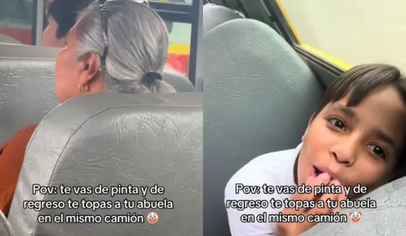 Joven se va de pinta, pero termina encontrándose con su abuela en el camión y se vuelve viral