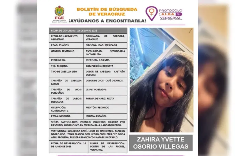 Intensifican búsqueda de Zahira Ivette en Veracruz y Oaxaca