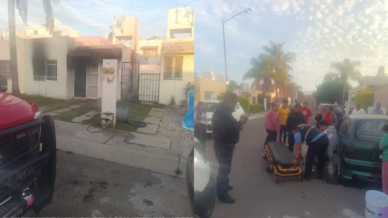Deja incendio en vivienda de Puertas de Santa María una persona lesionada