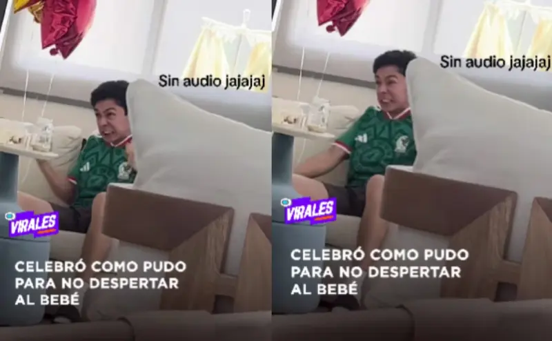 Padre se vuelve viral por celebrar un gol en “mute” durante un partido del Mundial para no despertar a su bebé