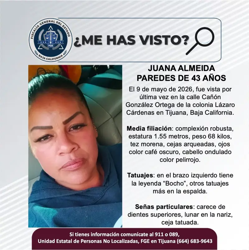 Se busca Juana Almeida Paredes de 43 años de edad
