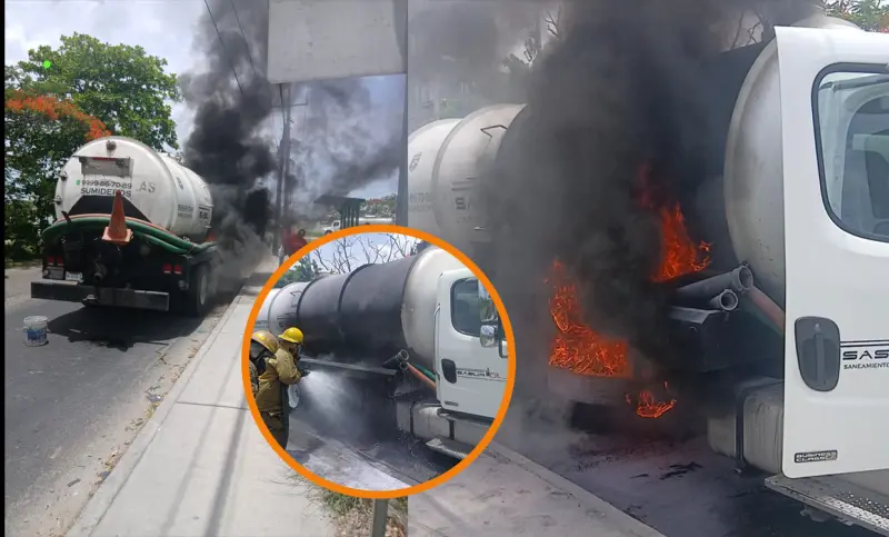 Controlan conato de incendio en camión sobre el Periférico de Mérida