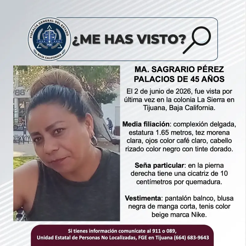 Se busca Ma. Sagrario Pérez Palacios de 45 años de edad