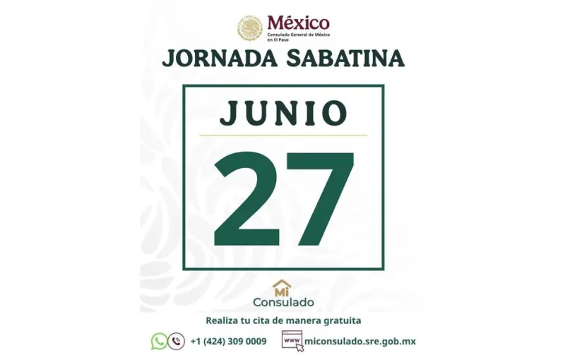 Consulado de México en El Paso dará servicios este sábado