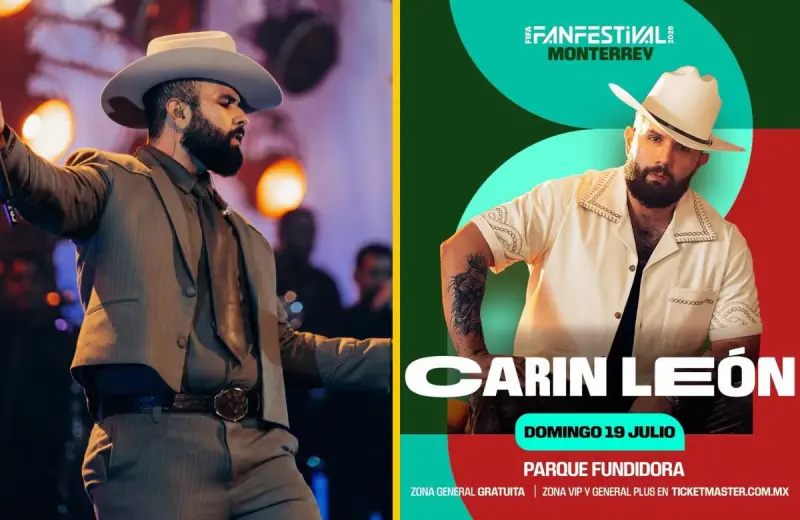 Carín León cerrará el Fan Fest Monterrey con show gratuito por el Mundial 2026