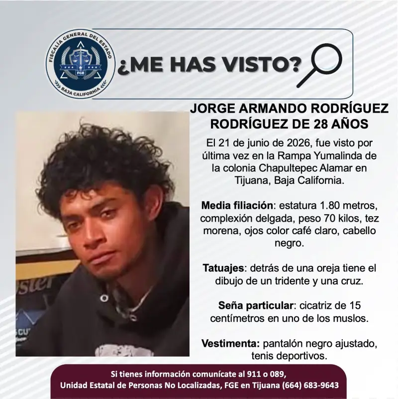 Se busca Jorge Armando Rodríguez Rodríguez de 28 años