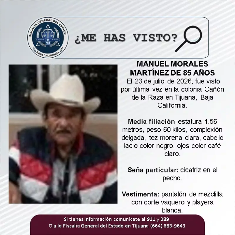 Se busca Manuel Morales Martínez de 85 años