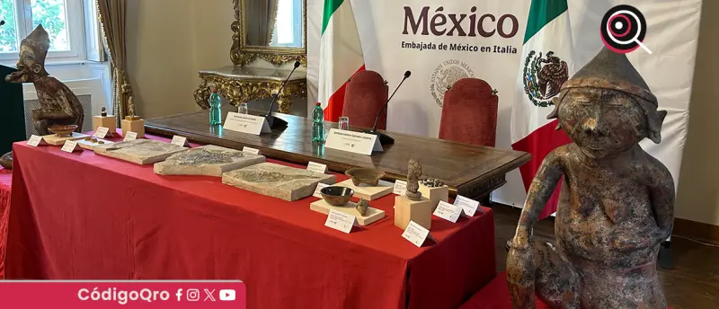 Italia devuelve a México un lote de 27 piezas arqueológicas y fósiles precolombinos