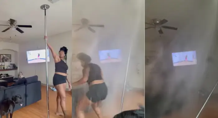 Bailarina de pole dance provoca inundación en su departamento tras romper un rociador del techo