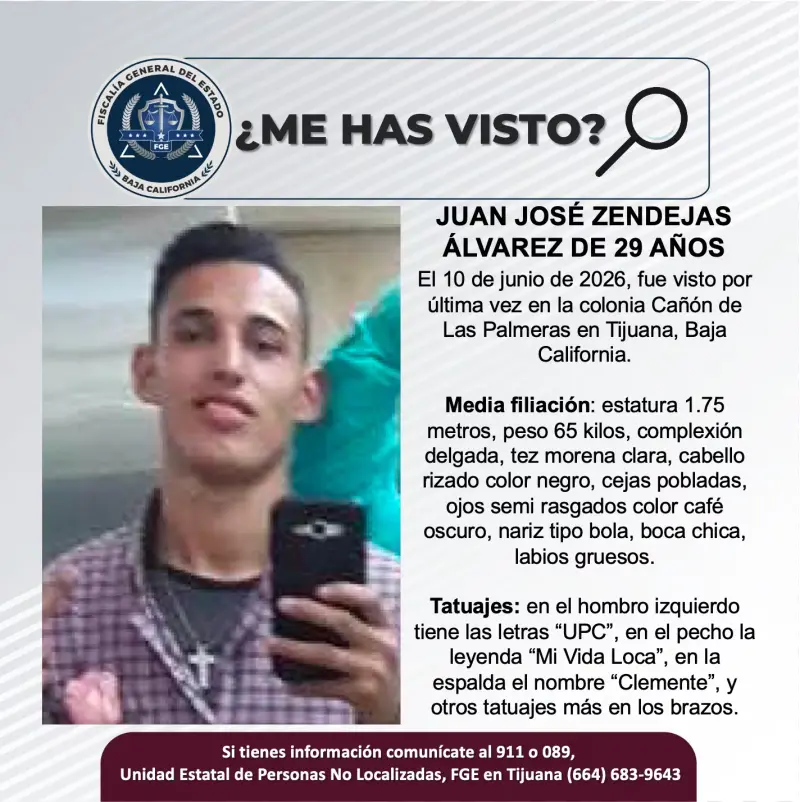 Se busca Juan José Zendejas Álvarez de 29 años