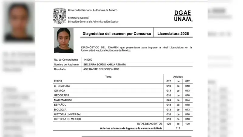 Joven de Macuspana logra 120 aciertos de 120 en el examen de la UNAM y obtiene en su primer intento un lugar para estudiar Medicina