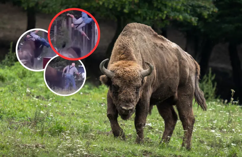 Un turista de la tercera edad fue embestido por un bisonte en Yellowstone mientras caminaba con su nieto