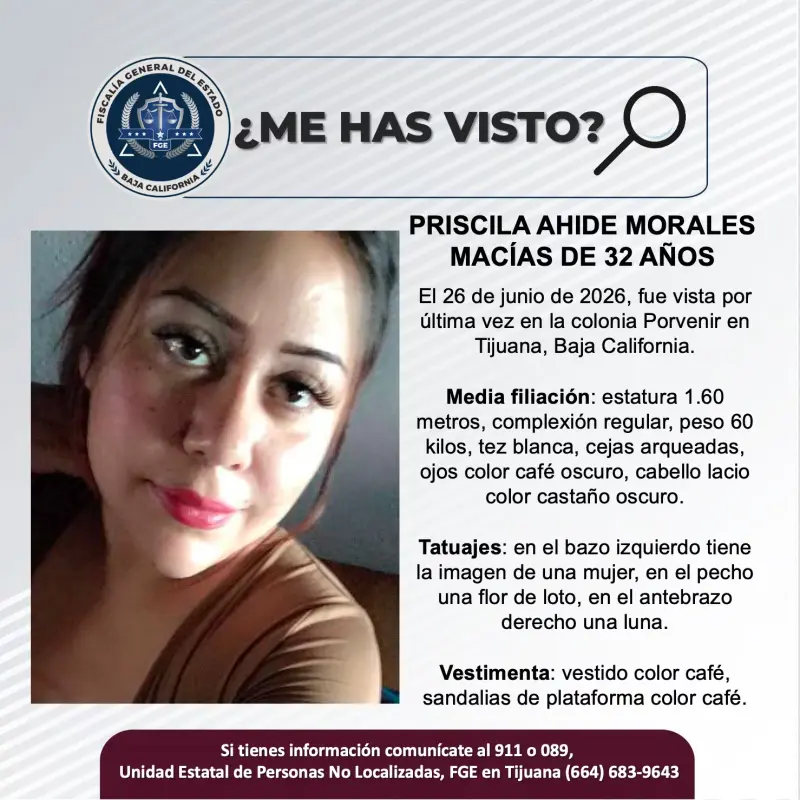 Se busca Priscila Ahide Morales Macías de 32 años